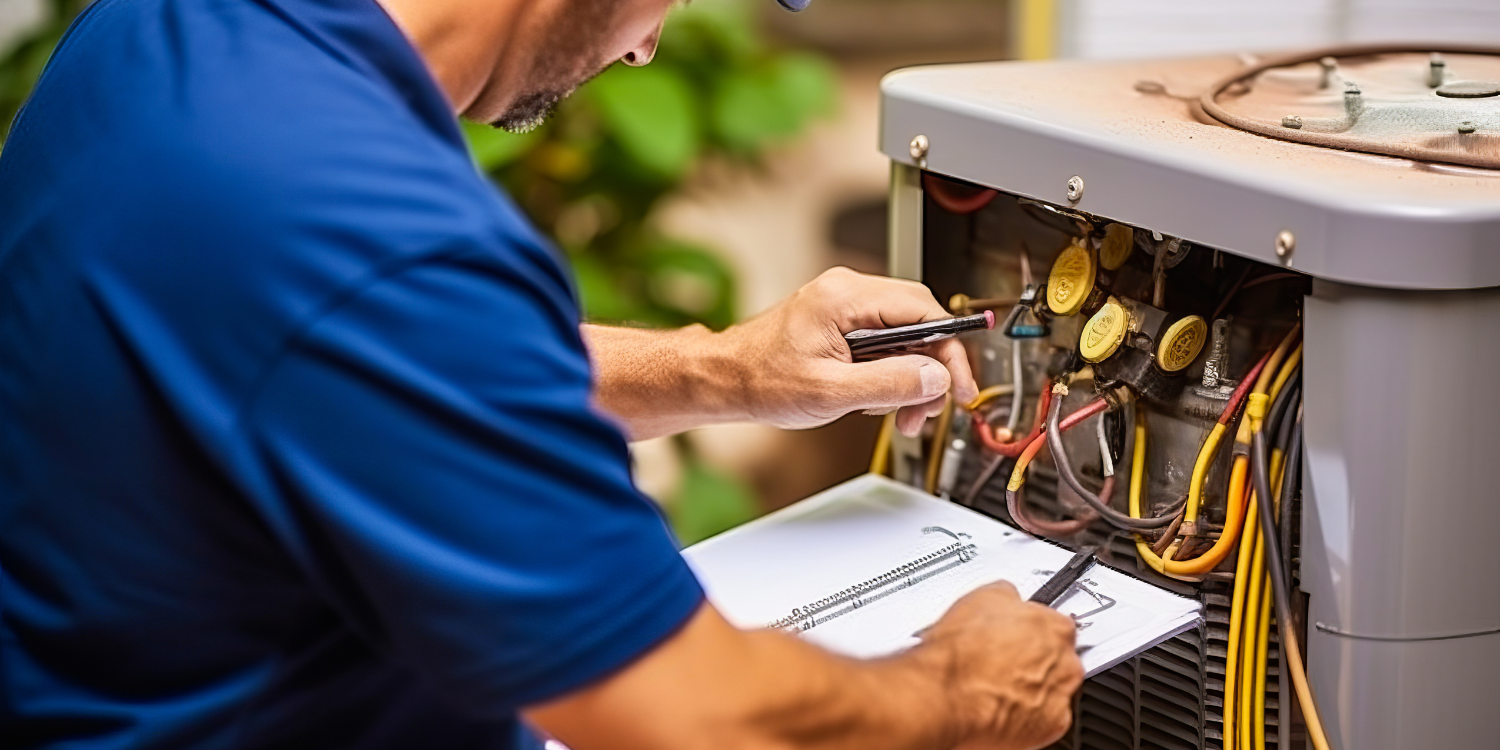 HVAC tech inspecting AC Unit - How to Get the Most from Your Air Conditioner this Summer